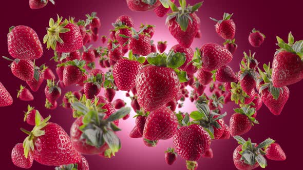 Burst of Strawberry in Deep Fuchsia Background