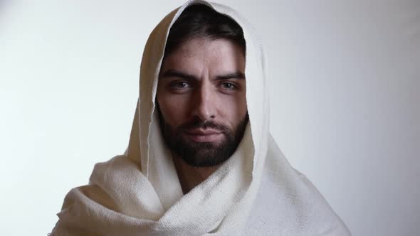 Portrait of Jesus on the White Background