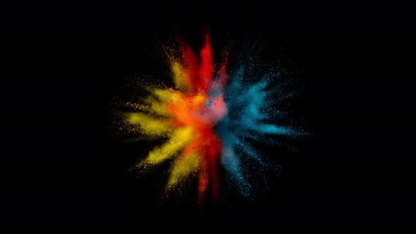 Super Slow Motion Shot of Color Powder Explosion Isolated on Black Background at 1000Fps.