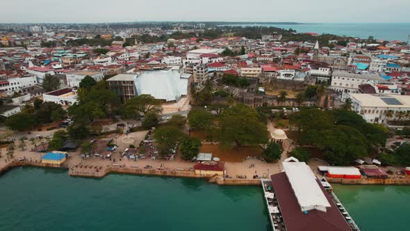 Aerial view of Zanzibar Island in Tanzania.