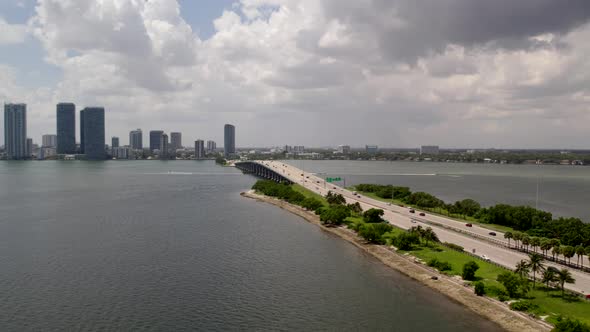 Drone Video Julia Tuttle Bridge Miami Florida