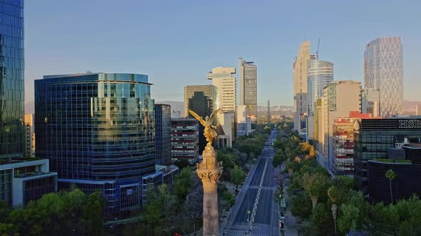 AEREAL SHOT OF The Angel of Independence, Mexico City