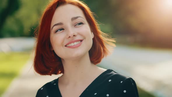 Inspired Redhead Female Model Woman Attractive Girl Caucasian Young Lady Inhaling Fresh Air Make