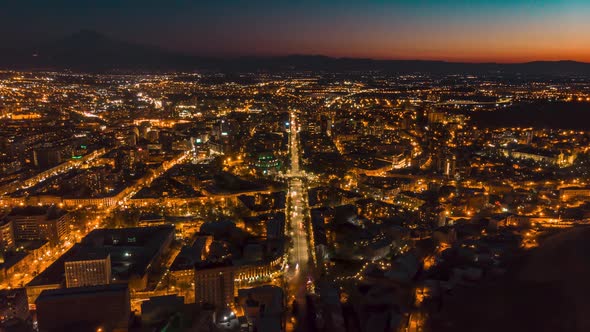 night Yerevan traffic aerial video