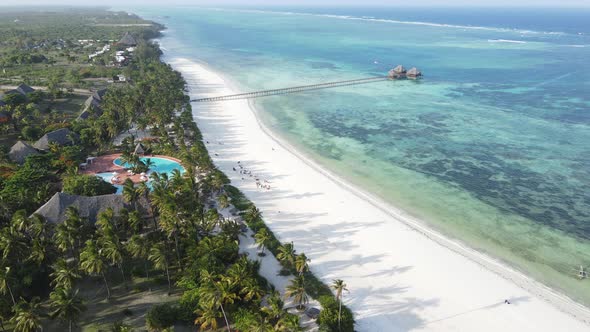 Zanzibar Island Tanzania  Aerial View of the Beach Near the Shore Slow Motion