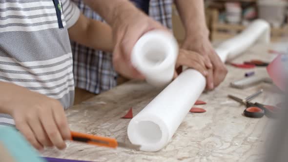 Cutting Styrofoam Roll