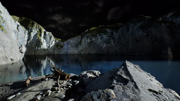 Fjord with Dark Storm Clouds