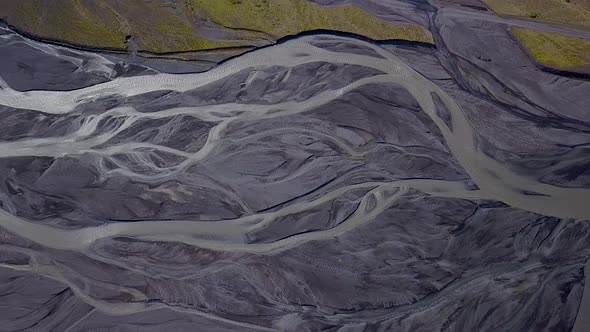 Aerial View of Glacier River in Iceland