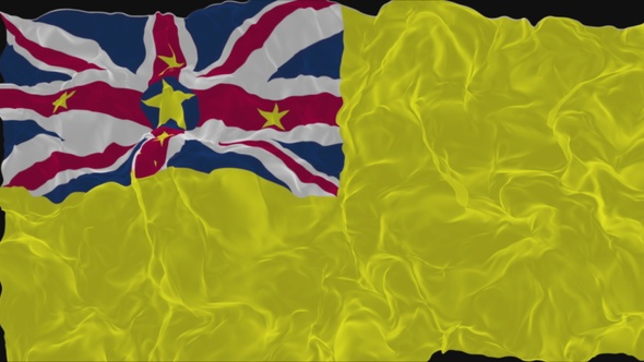 flag Niue turns into smoke. State weakening concept a crisis, alpha channel