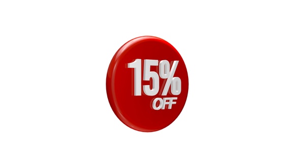 Glossy 3D Circle Discount Sale Badge 15 Percent Off alt