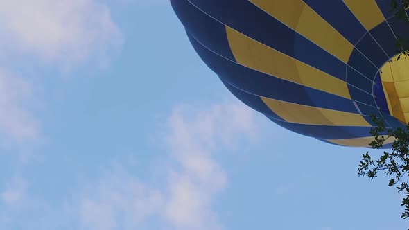 Air Balloon Flying Above Trees, Lifting Into Sky, Summer Festival, Ecotourism