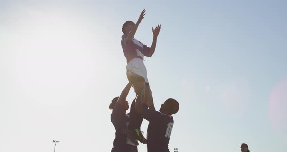 Young adult female rugby match