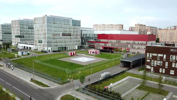 Helicopter Pad in a Hospital for Patients with Coronavirus