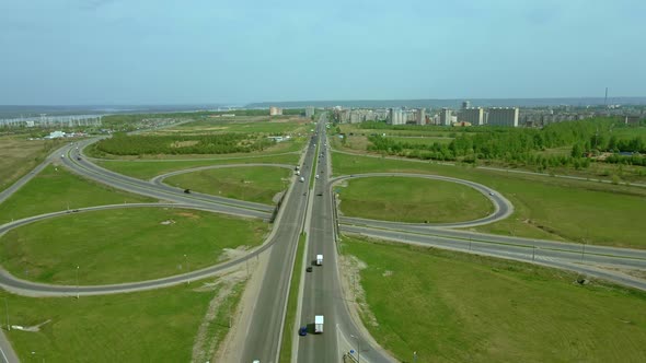 Video From a Bird's Eye View of a Highway Junction a Bird's Eye View of the Road