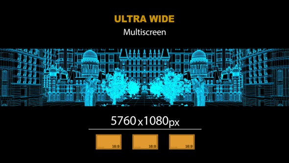 Ultra Wide HD Renaissance City Wireframe 02