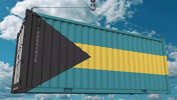 Loading Container with Flag of the Bahamas