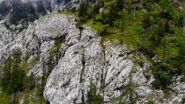 Rock fall on the Traunstein in Gmunden in Upper Austria drone video