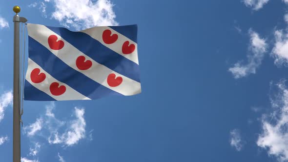Friesland Flag (Netherlands) On Flagpole