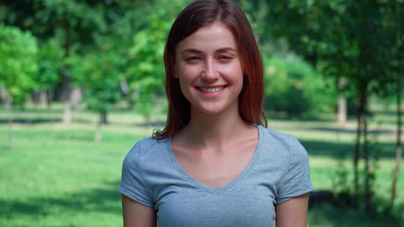 Portrait Happy Woman Outdoors