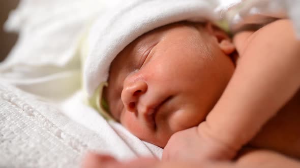 Adorable Newborn Baby Sleeping in Shelf in the Dresser