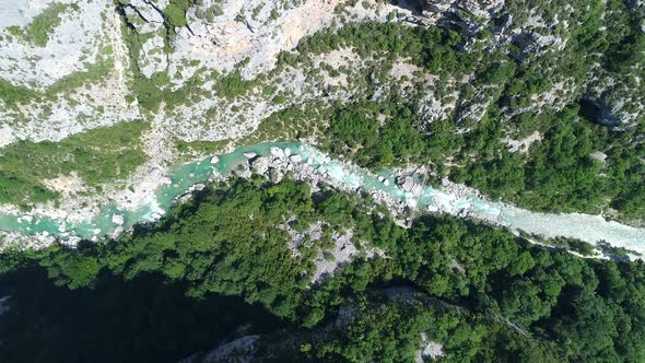 The Verdon Gorges in the Verdon Regional Natural Park in France from the sky