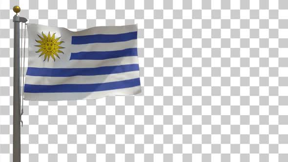 Uruguay Flag on Flagpole with Alpha Channel