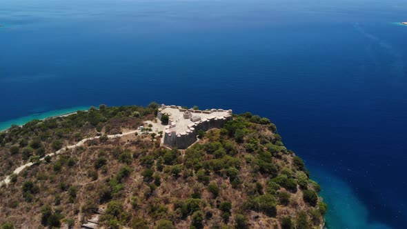 Aerial View of Porto Palermo Castle in the Albanian Riviera