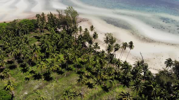 Unusual Coast of White Sand, Breathtaking Landscape of Sandy Wavy Seaside, Paradise Islands in Asia