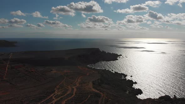 Aerial drone video from northern Malta near the Ghajn Znuber Tower.