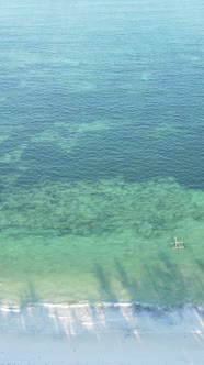 Tanzania  Vertical Video of the Ocean Near the Coast of Zanzibar Slow Motion