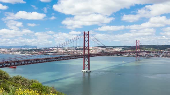 4K timelapse of 25 de Abril (April) Bridge in Lisbon - Portugal - UHD