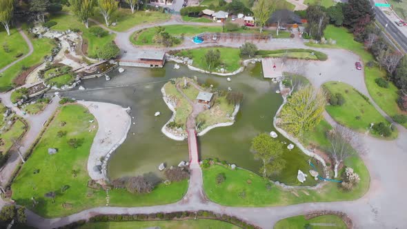 Japanese Garden of the Heart Park (La Serena city Chile) aerial view