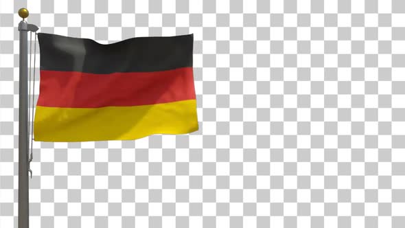 Germany Flag on Flagpole with Alpha Channel