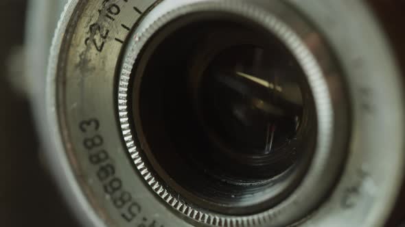 Zooming Old Camera Closeup