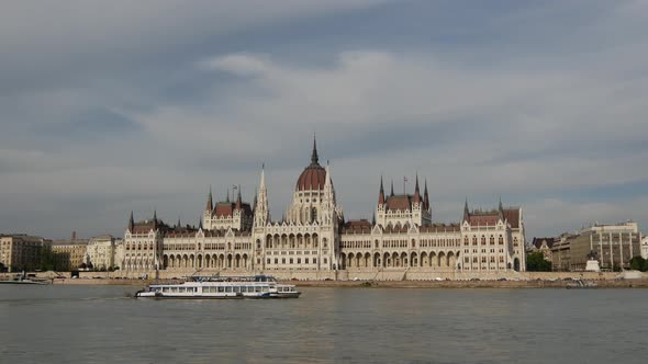 The Hungarian Parliament Building at the Danube bank in Budapest