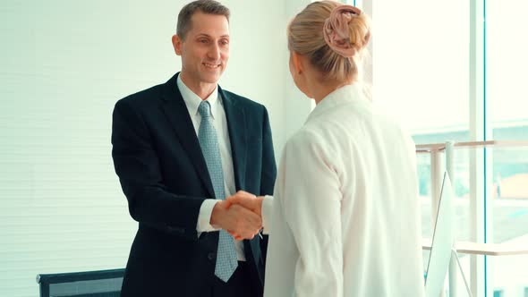 Job Seeker and Manager Handshake in Job Interview