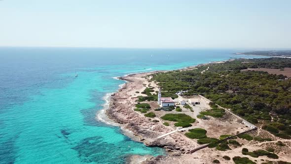 Aerial: Cap de Ses Salines in Mallorca, Spain