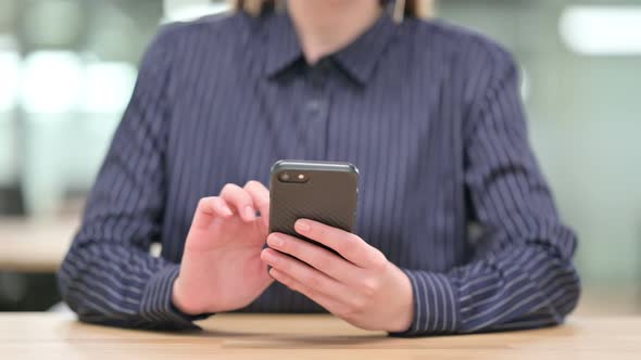 Close Up of Businesswoman Using Smartphone 