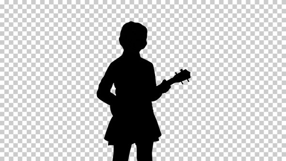 Silhouette  girl singing , Alpha Channel