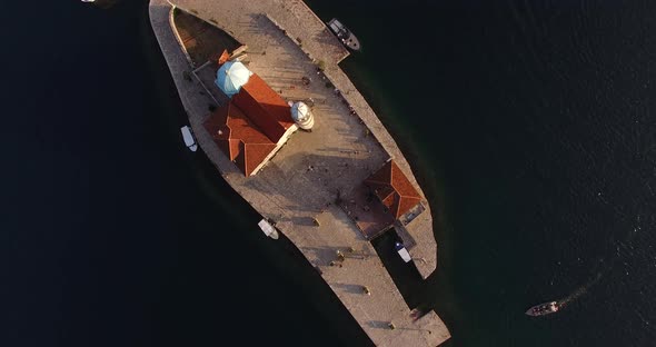 Aerial View of the Small Island of Gospa Od Skrpjela