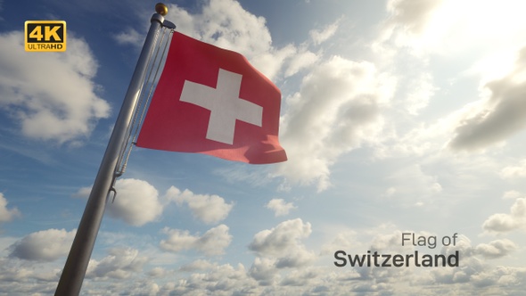 Switzerland Flag on a Flagpole - 4K