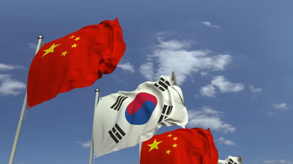 Many Flags of South Korea and China alt