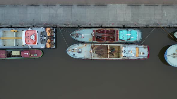 Aerial top-down view over the irish harbor