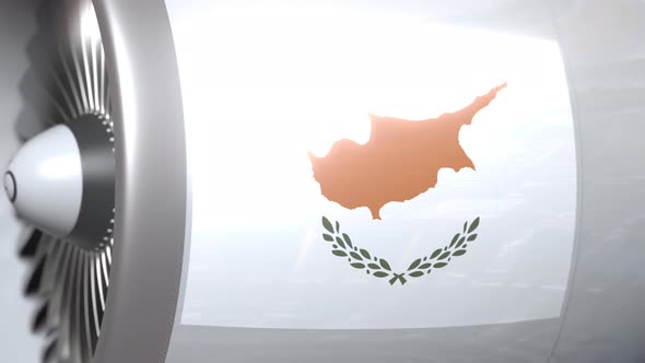 National Flag of Cyprus on Airliner Tourbine Engine