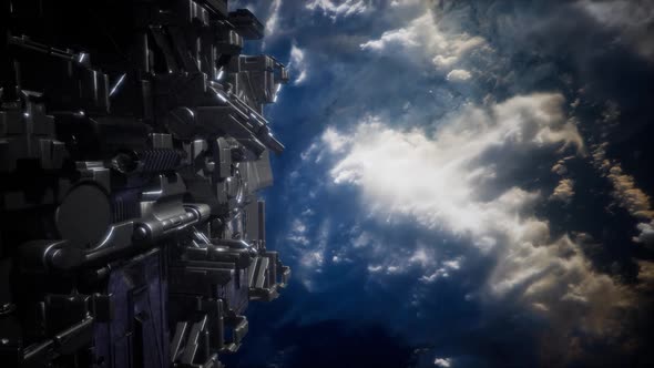 Spaceship with View on Space and Planet Earth alt