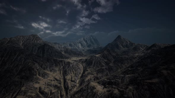 Storm Dark Clouds Over Volcanic Valley