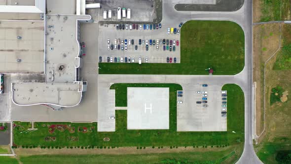 Aerial view of a large modern industrial factory.