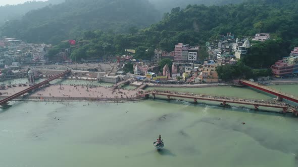 City of Haridwar state of Uttarakhand in India seen from the sky alt