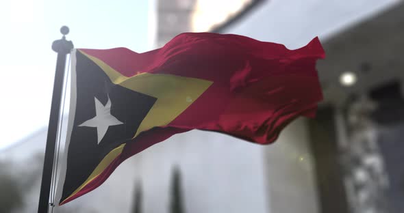 Timor-Leste, or East Timor national flag waving