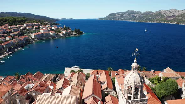 Aerial View of Korcula Old Town on Korcula Island Croatia